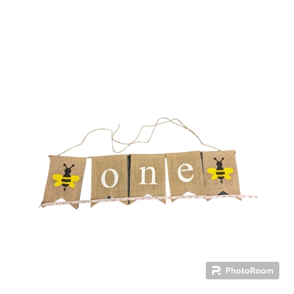 Burlap First Birthday Party Banner. Bumble Bee Theme. NWOT. - Picture 3 of 10